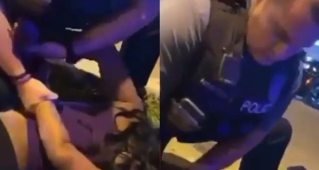 Mujer embarazada es aplastada por rodilla de policía durante arresto