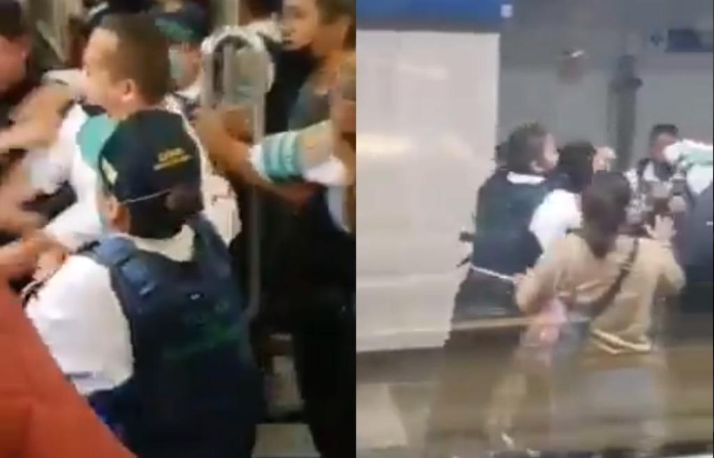 Registran pelea entre mujeres policías y vendedores informales en el metro de la CDMX
