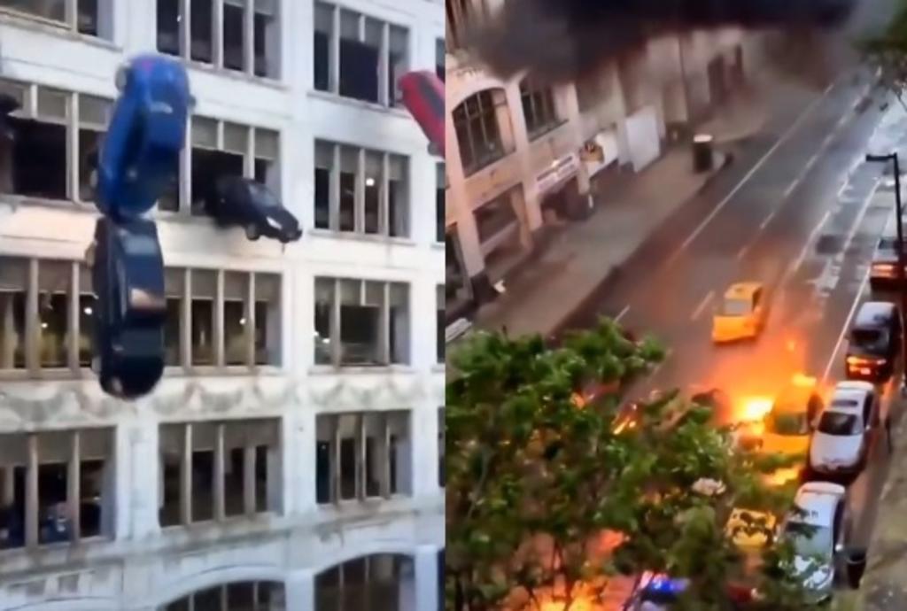 VIRAL: Video de autos cayendo desde un edifico desconcierta en redes