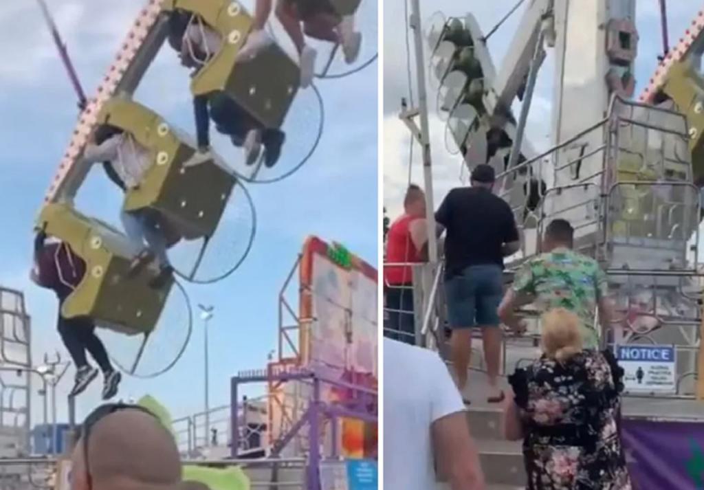 Mujer cae 30 metros desde un juego en un parque de diversiones