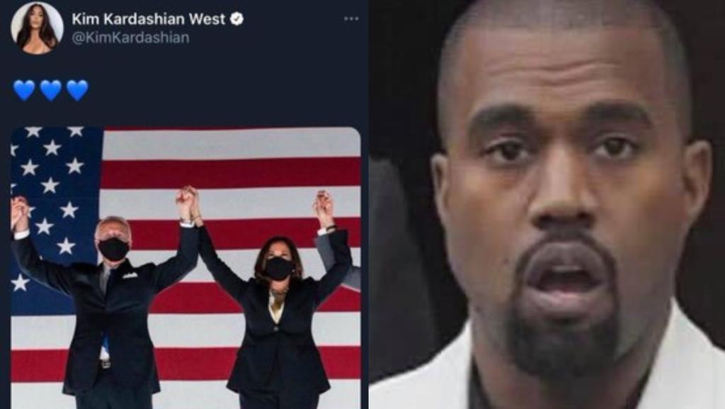 Kim Kardashian celebra victoria de Biden; llueven memes de su 'traición' a Kanye West
