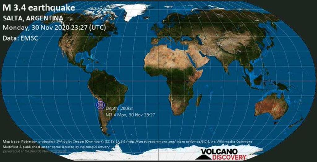 Se registra sismo de magnitud 6.4 en provincia Argentina