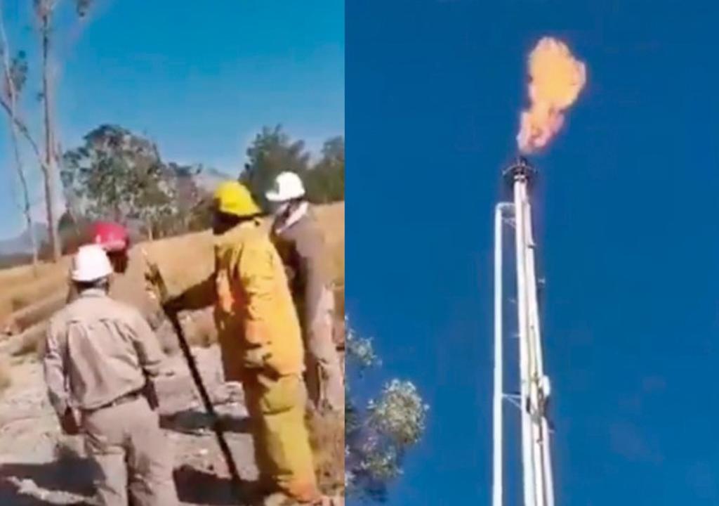 'México mágico'; trabajadores de Pemex encienden quemador con fuegos artificiales s