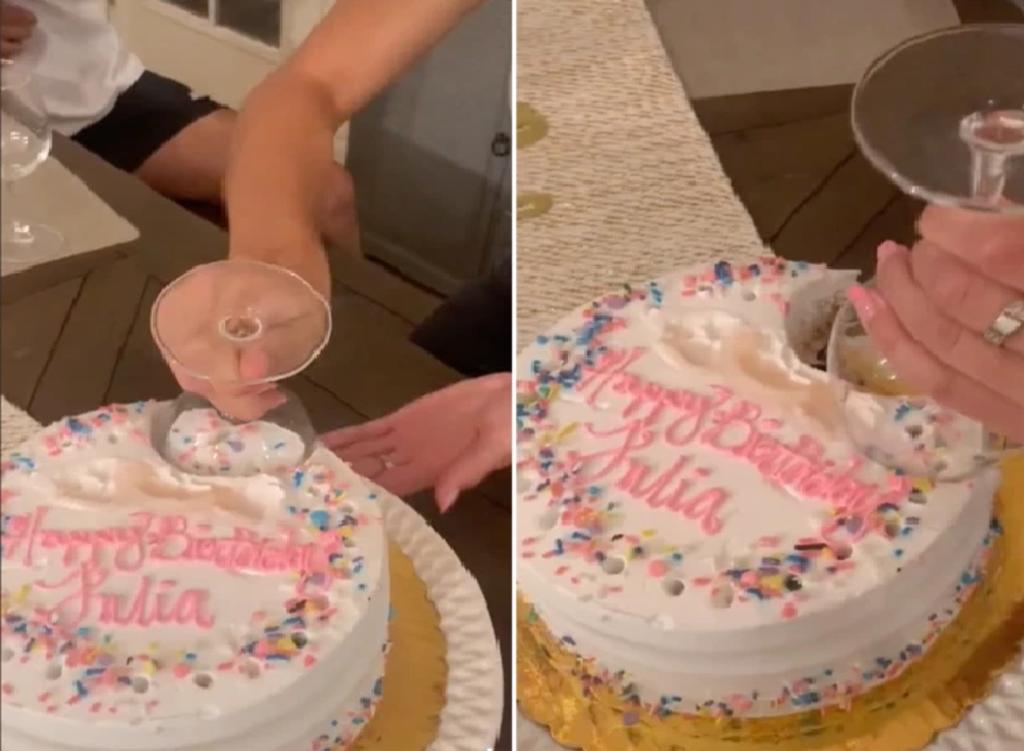 Truco para cortar pastel con una copa de vino se hace viral
