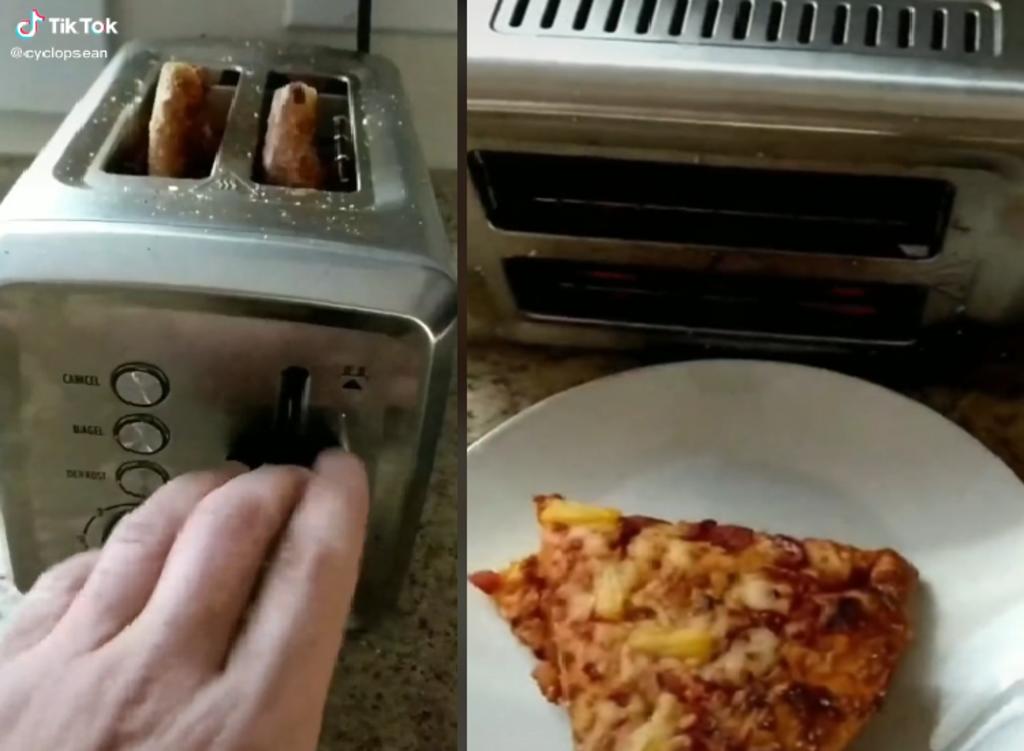 Calienta pizza en una tostadora y su truco divide opiniones
