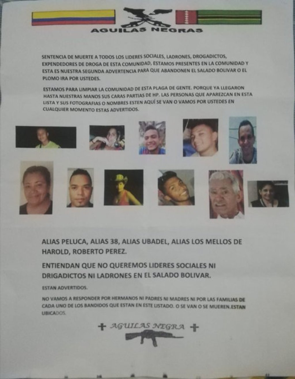 Supervivientes de matanza son amenazados en Colombia