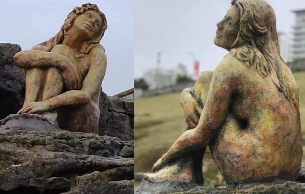 Sorprende 'misteriosa' aparición de estatua de mujer en playa de Argentina