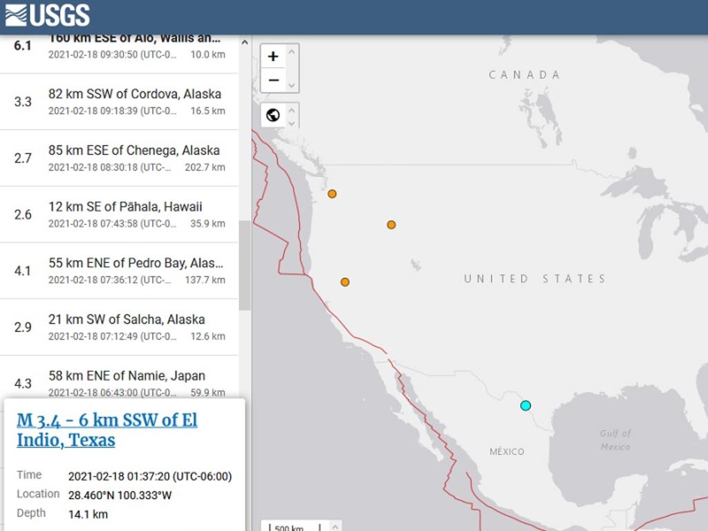 Registran sismo de 3.4 grados en Texas, a 33 kilómetros de Piedras Negras