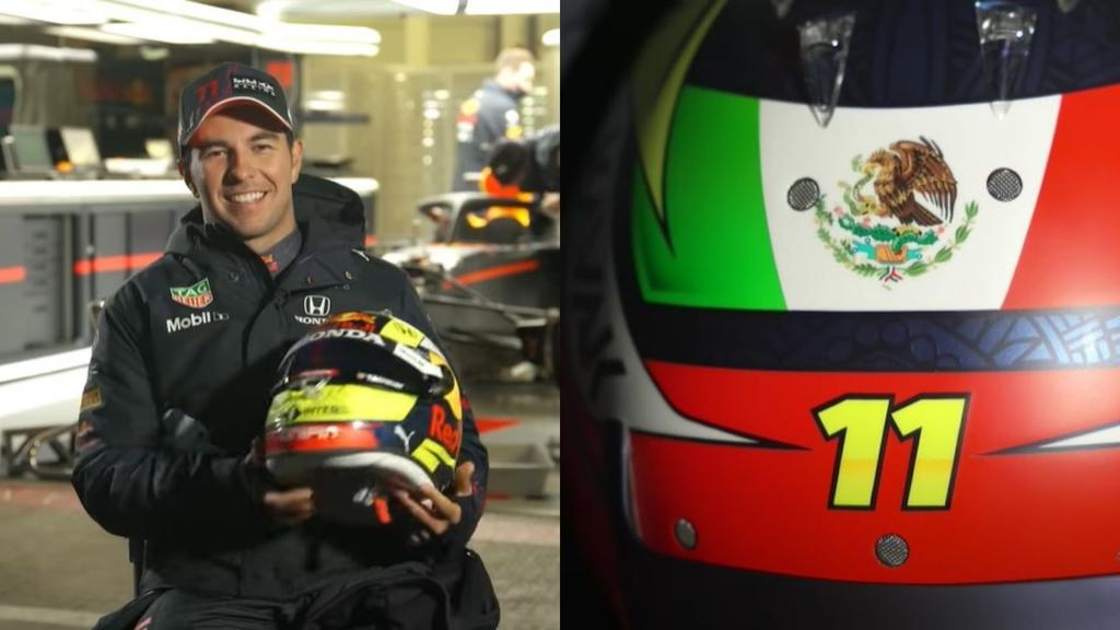 Sergio Pérez el primer casco que llevará con Red Bull Racing