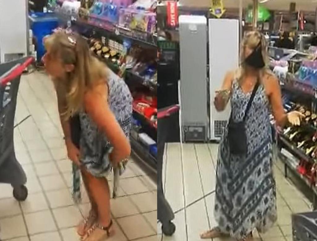 Mujer se quita su ropa interior y la utiliza como cubrebocas en un supermercado