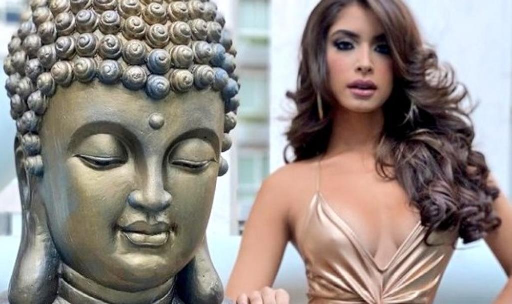 Critican a la miss mexicana Ángela Yuriar por posar en bikini junto a estatua de Buda