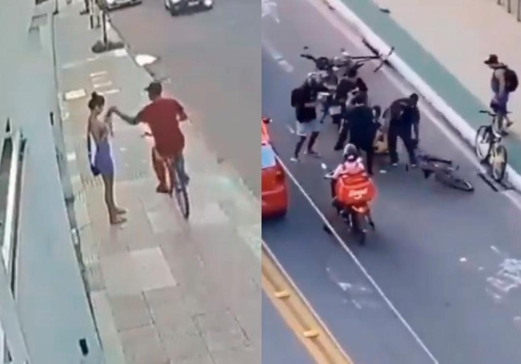 Ciclista es arrollado y golpeado tras robar celular a joven peatón