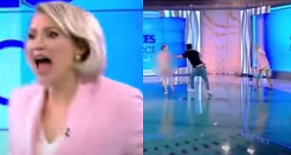 Presentadora de televisión rumana es 'atacada' por mujer sin ropa