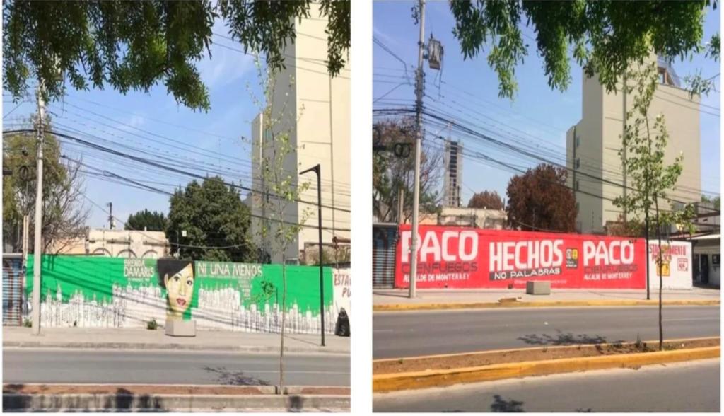 Repudian que candidato a la alcaldía de Monterrey eliminara mural contra feminicidios