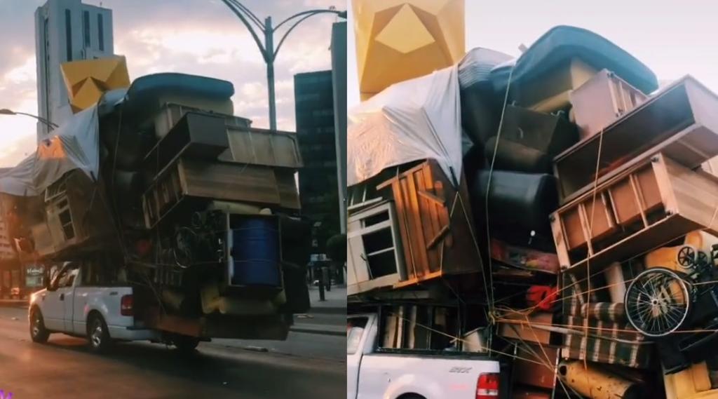 'Juegan' Tetris con camioneta de mudanza y se vuelve viral