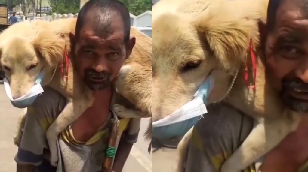 'Él es mi hijo'; hombre se quita su cubrebocas para 'proteger' a perrito