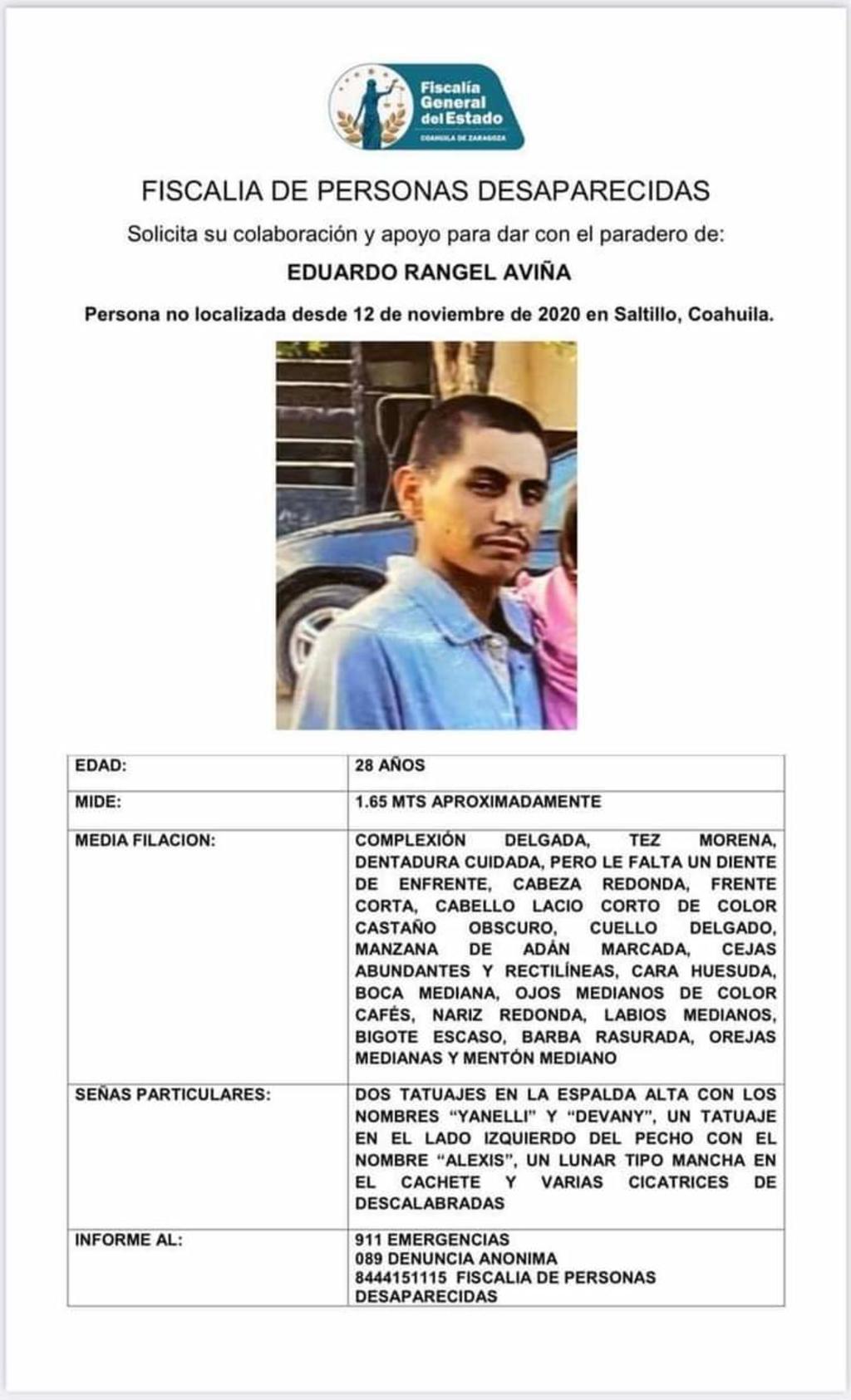 Piden colaboración para localizar a hombre desaparecido en Saltillo