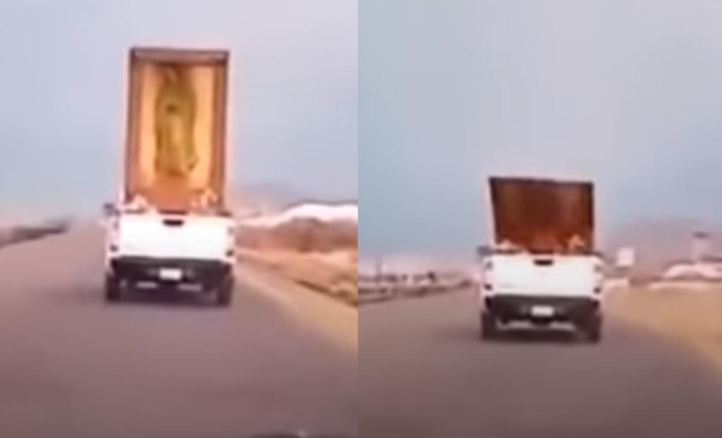 'Se los dije hijos de...'; Virgen de Guadalupe se cae de camioneta en pleno recorrido