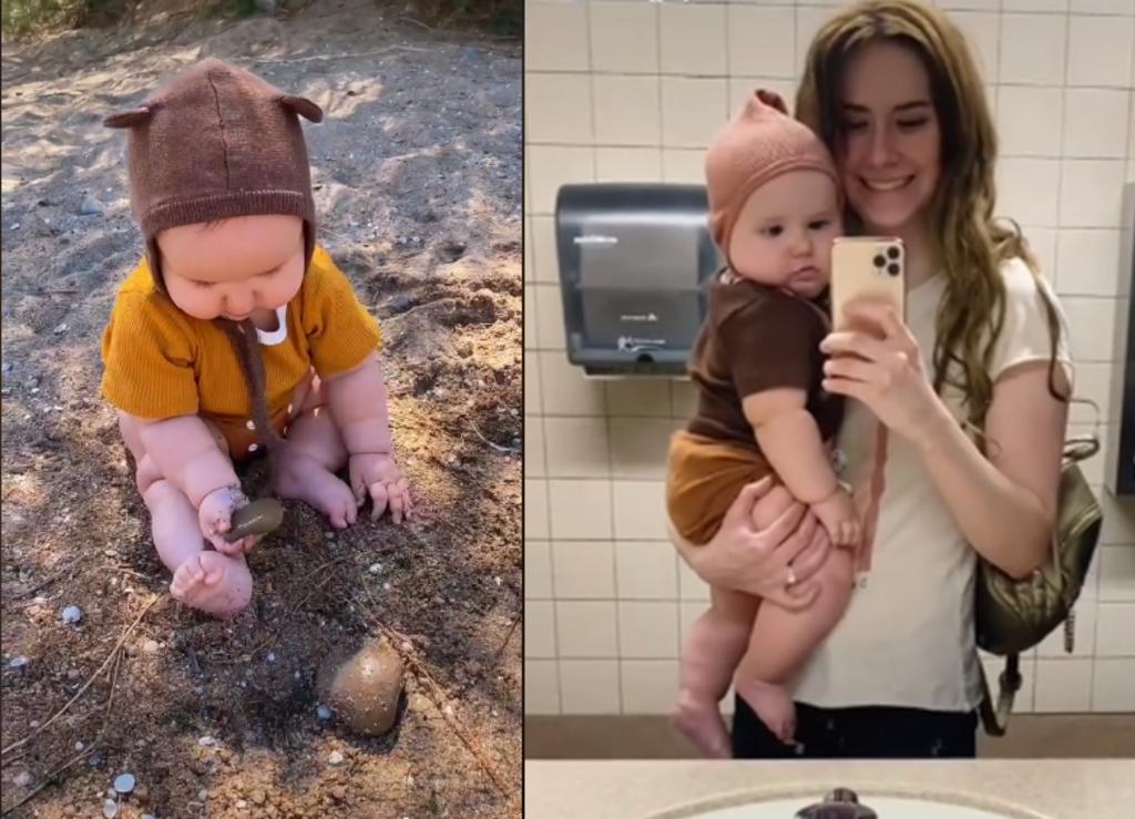 Madre causa polémica al dejar a su bebé masticar arena y lamer todo lo que quiera