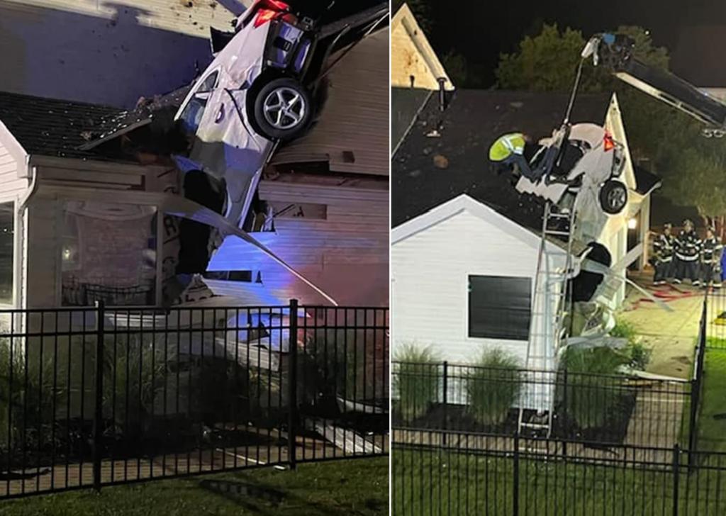 Adolescente estrella su auto contra el techo de una casa