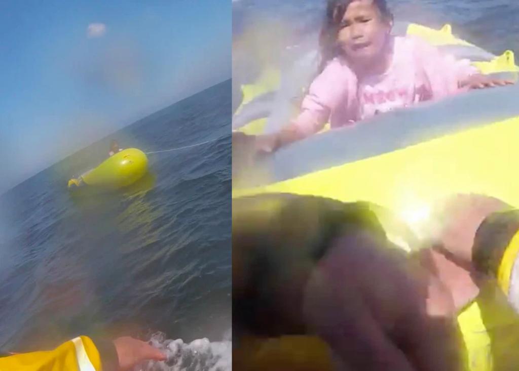 Niñas es rescatada tras ser vista en el mar a la deriva