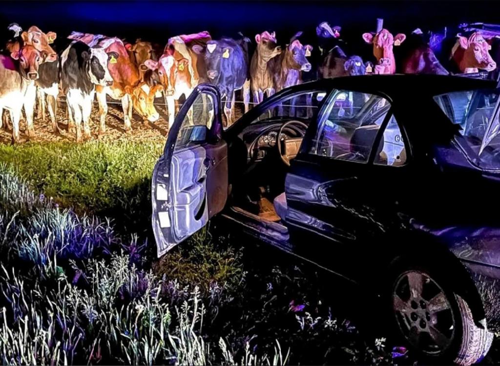 Vacas ayudan a la policía a atrapar a un fugitivo