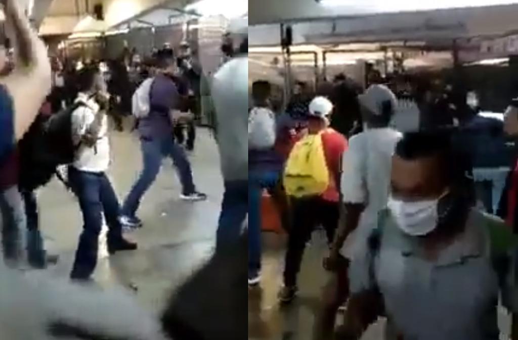 A empujones, insultos y golpes se arma pelea campal en Metro de la CDMX
