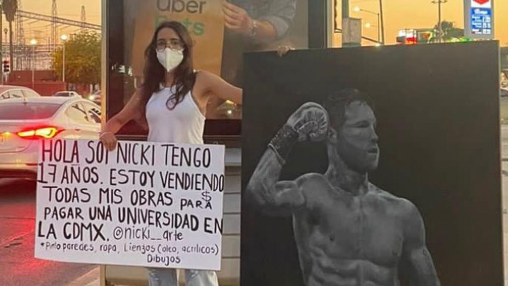 Artista pone en venta obra inspirada en el 'Canel' Álvarez para pagar sus estudios; el boxeador responde