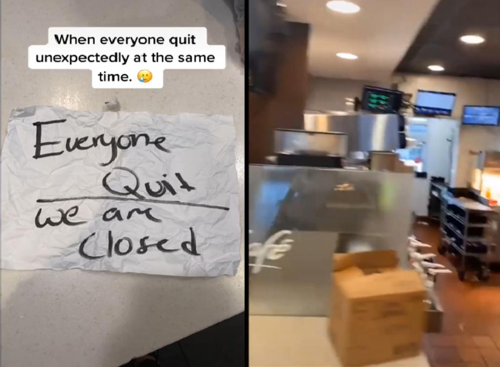 Todo el personal de un restaurante de comida rápida renuncia al mismo tiempo