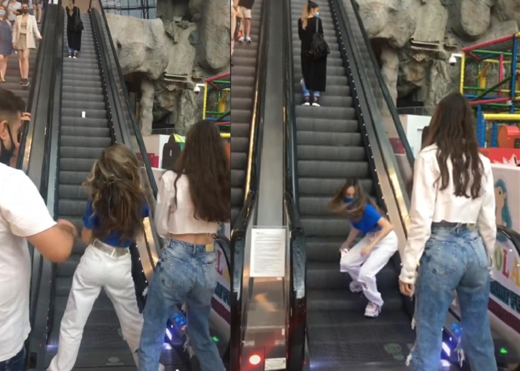 Influencer es criticada por bloquear las escaleras de un centro comercial con tal de grabar