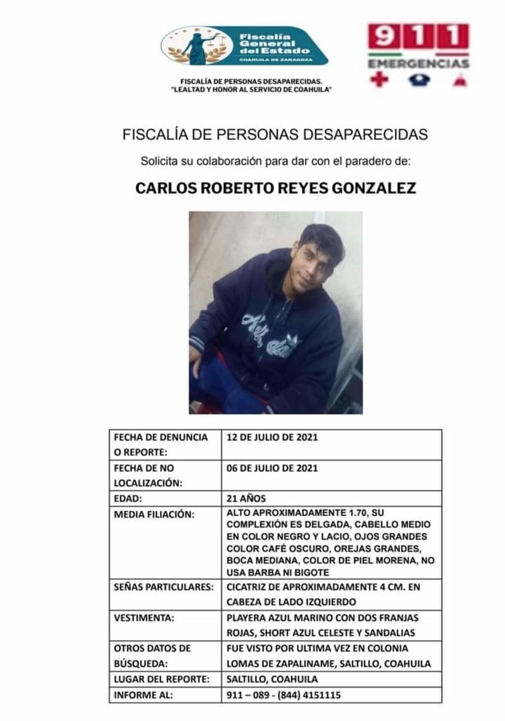 Joven es reportado como desaparecido en Saltillo