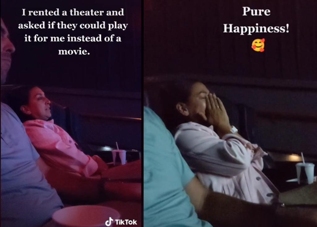 Hombre renta una sala de cine para mostrarle a su esposa un video ‘perdido’ de su boda