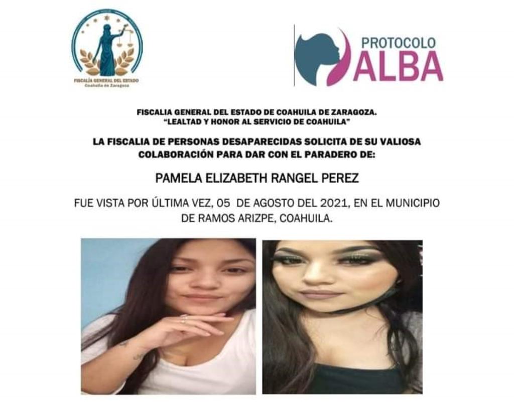 Autoridades buscan a Pamela Elizabeth Rangel, joven desaparecida en Ramos Arizpe