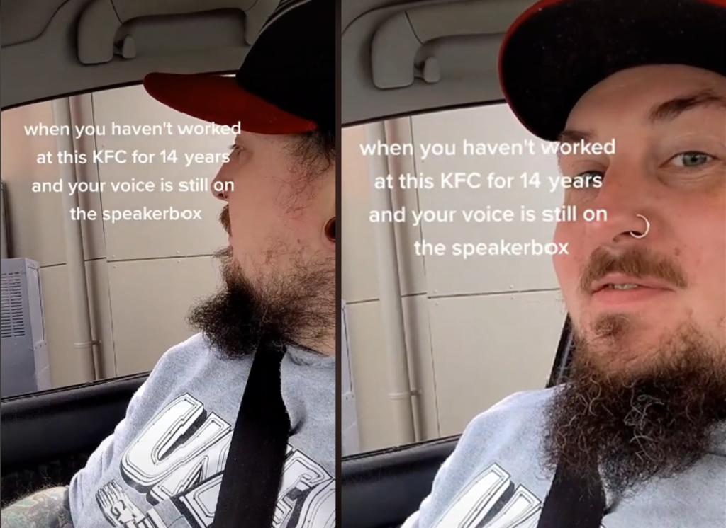 Hombre escucha su propia voz en el drive-thru de un restaurante de comida rápida