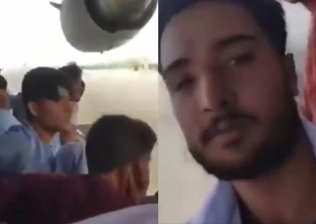 Hombre se graba aferrado a avión a punto de despegar en Kabul