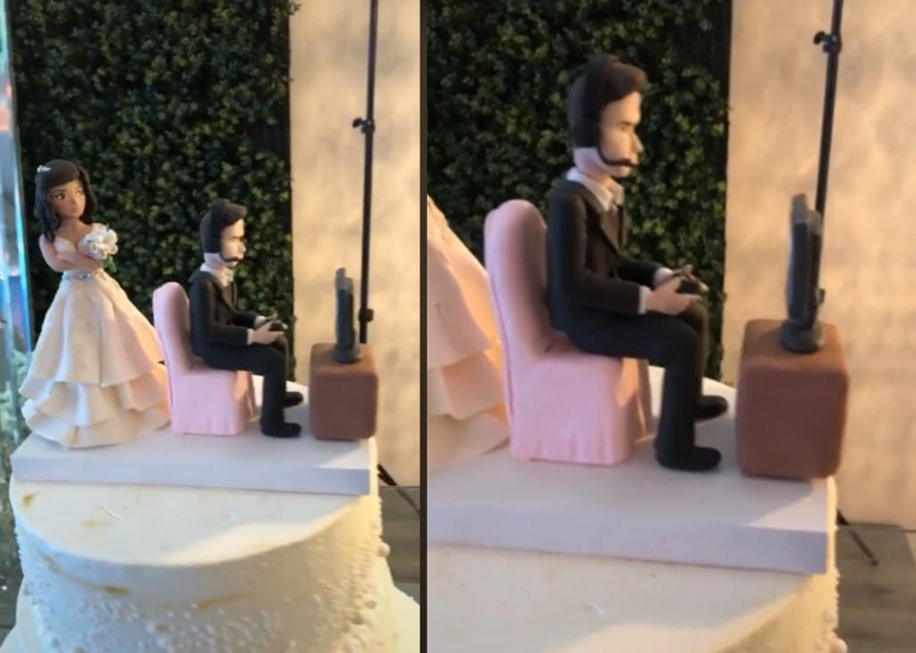 Decorado de pastel de boda genera risa por la escena que muestra