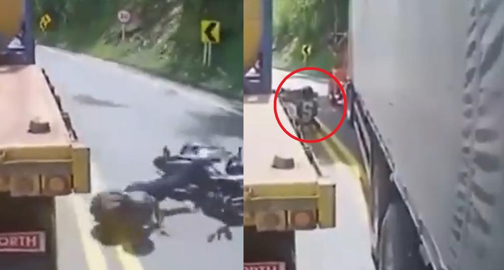 VIRAL: Motociclista se pone a orar y dar gracias tras salir vivo de accidente vehicular