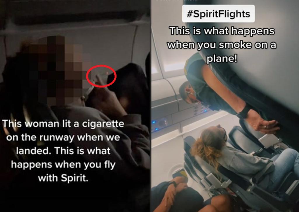 Mujer es criticada por encender un cigarro dentro de un avión