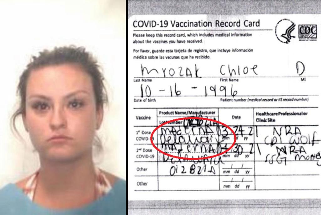 Mujer con tarjeta de vacunación anti-COVID falsa es descubierta por deletrear mal la vacuna