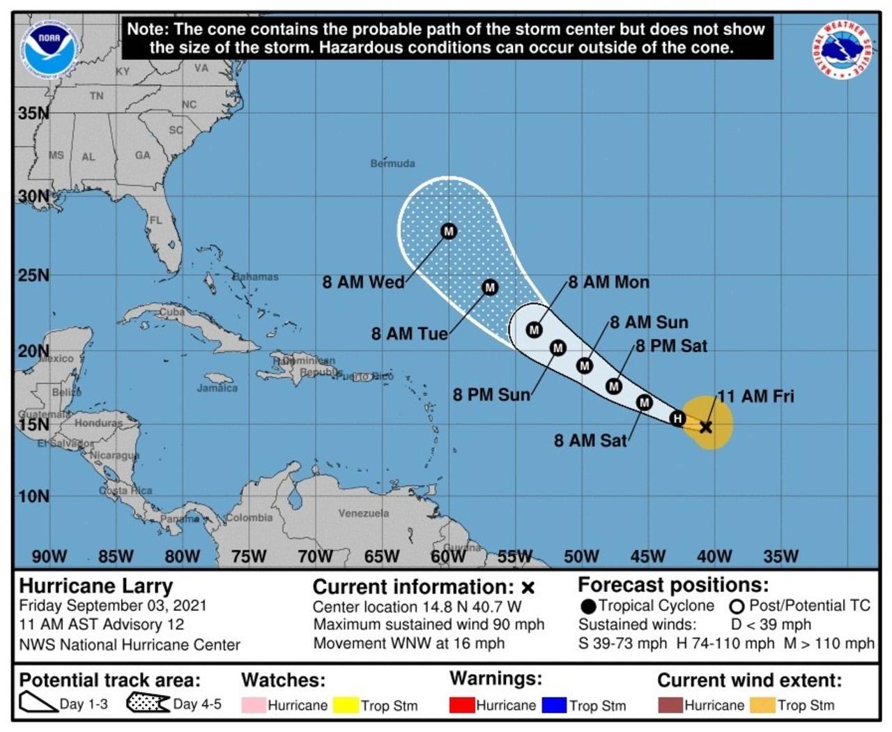 El huracán 'Larry' amenaza con fuertes olas a las Antillas Menores