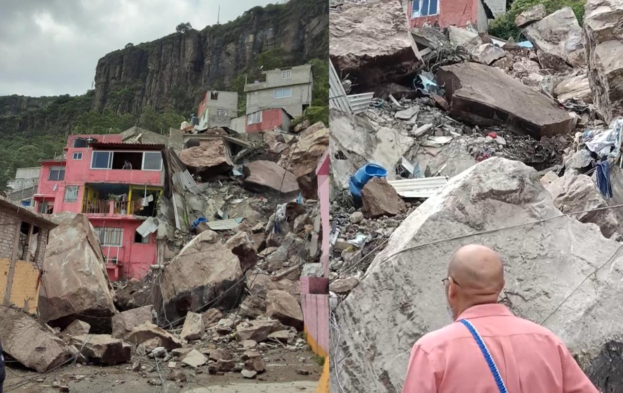 VIDEOS: Cerro de Tlalnepantla e desgaja y sepulta viviendas