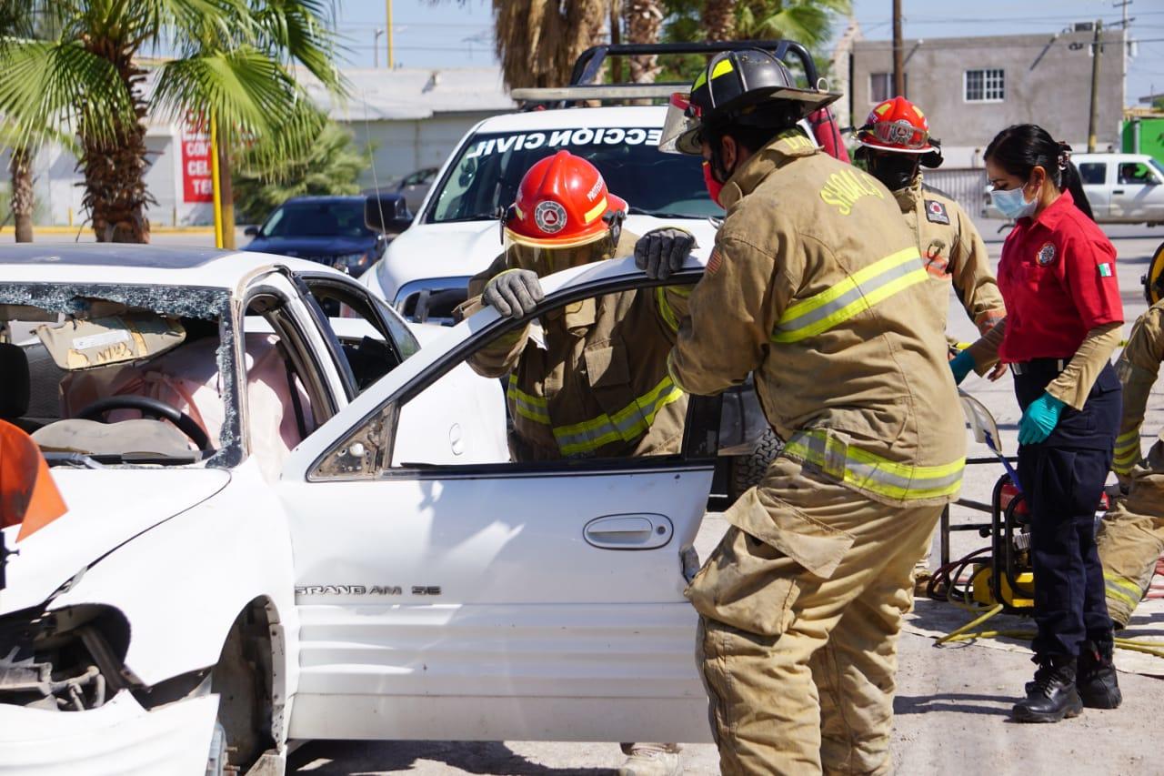 En Matamoros realizan simulacro de accidente para conmemorar el Día Nacional de Protección Civil