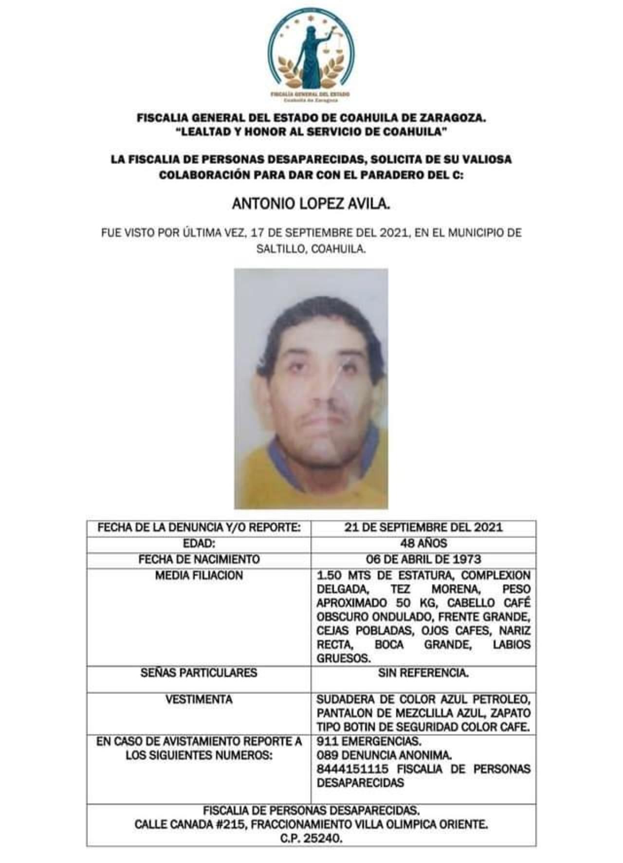 Reportan desaparición de hombre en Saltillo