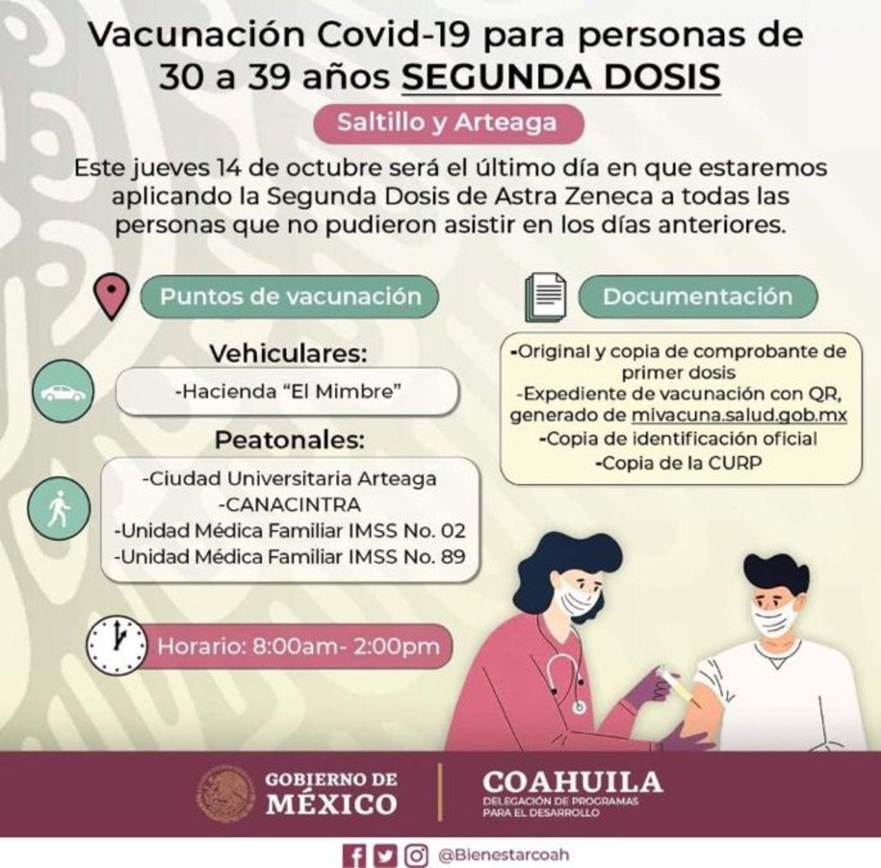 Jueves, útimo día para la vacunación: IMSS Coahuila