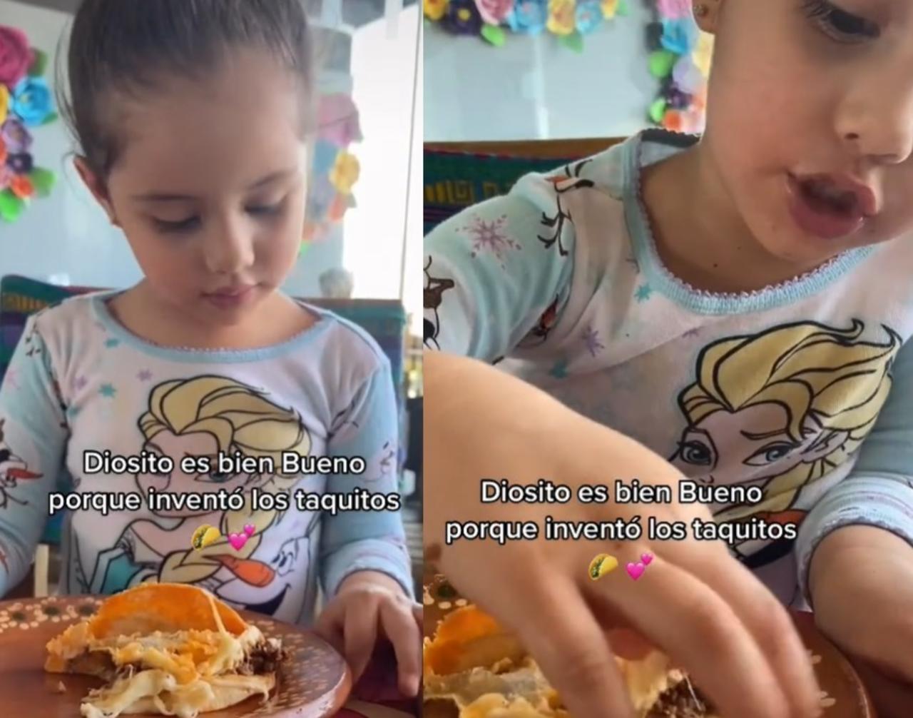 'Diosito es bien bueno porque inventó los taquitos'; niña se vuelve viral por su agradecimiento