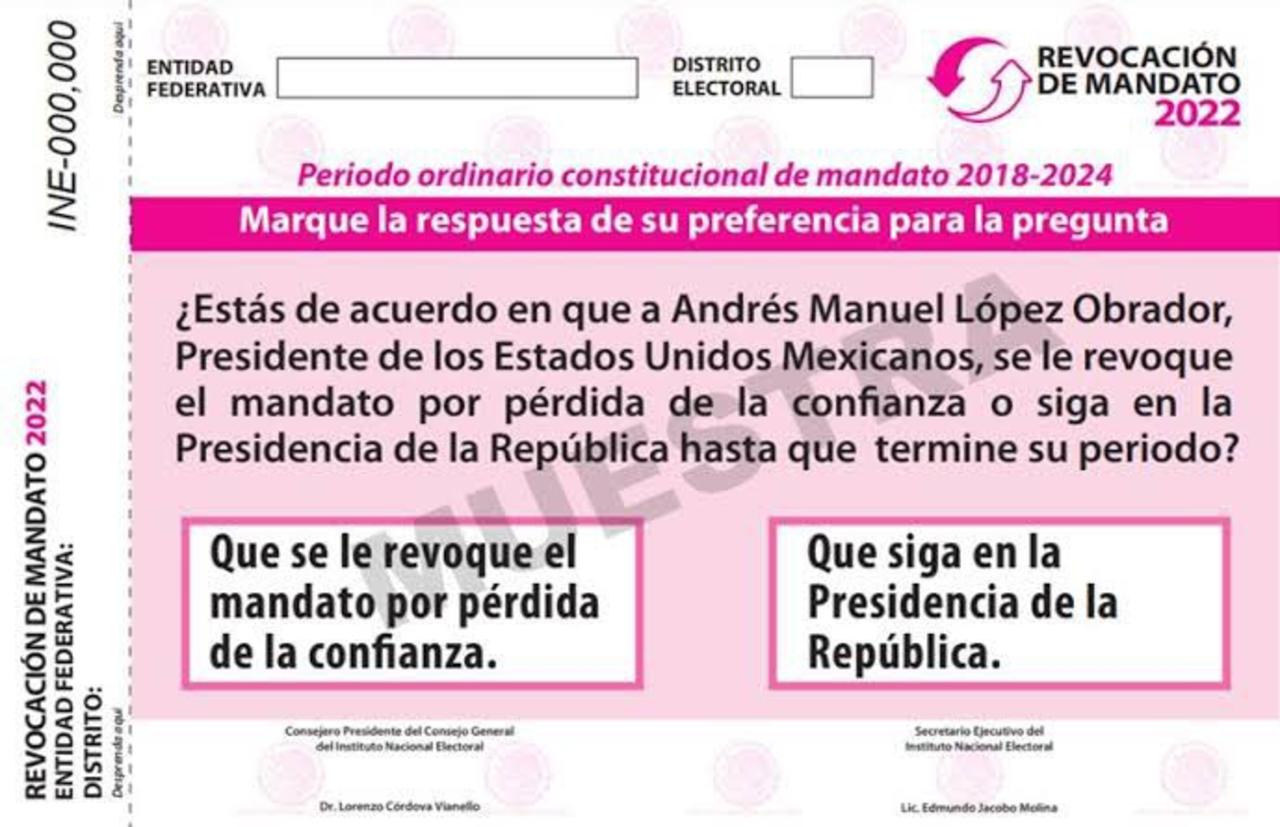 Instituto Nacional Electoral aprueba boleta para Revocación de Mandato de AMLO