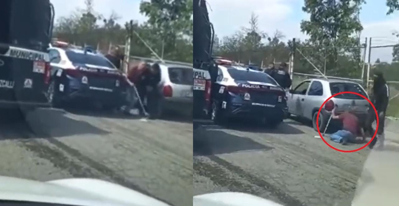 Exhiben a policías de Cuautitlán Izcalli agrediendo a un adulto mayor