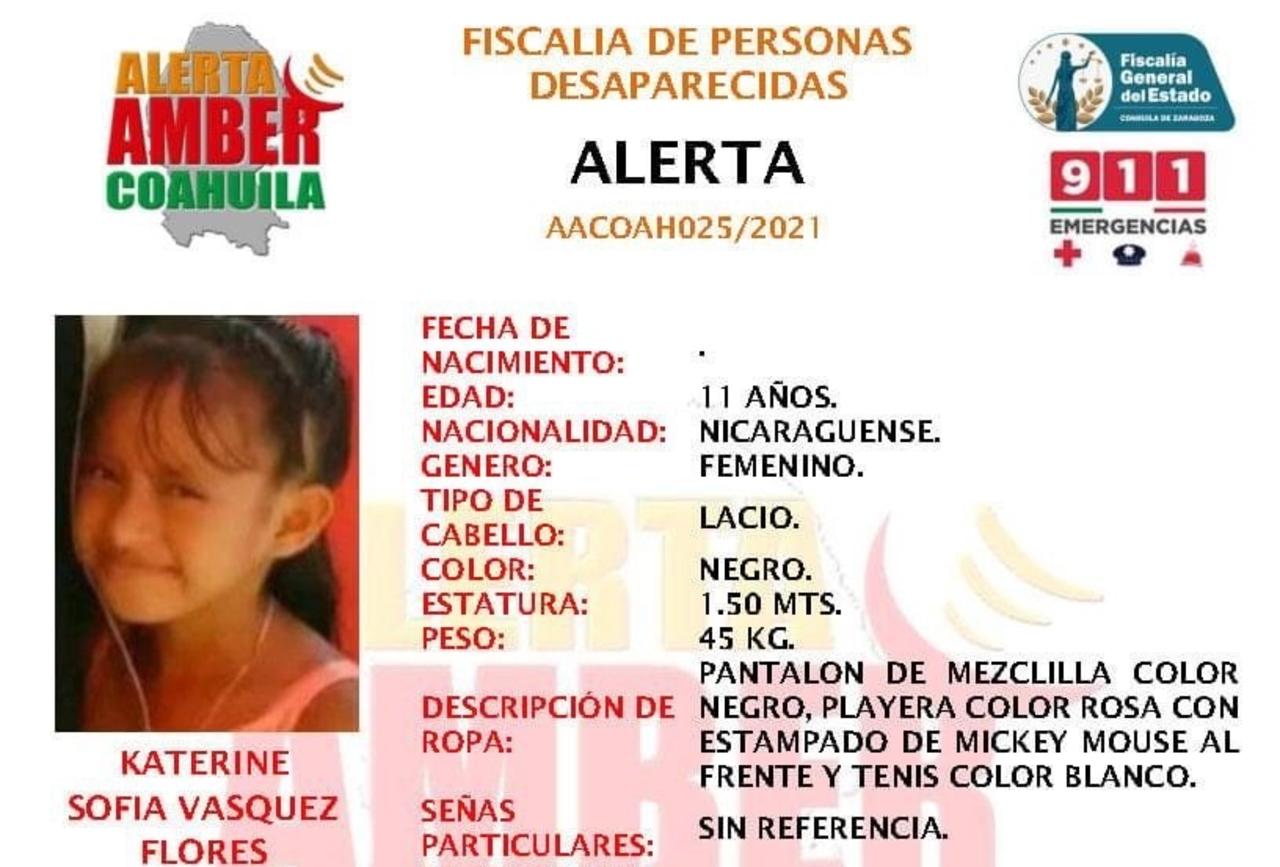 En Coahuila emiten ficha de búsqueda tras desaparición de menor nicaragüense