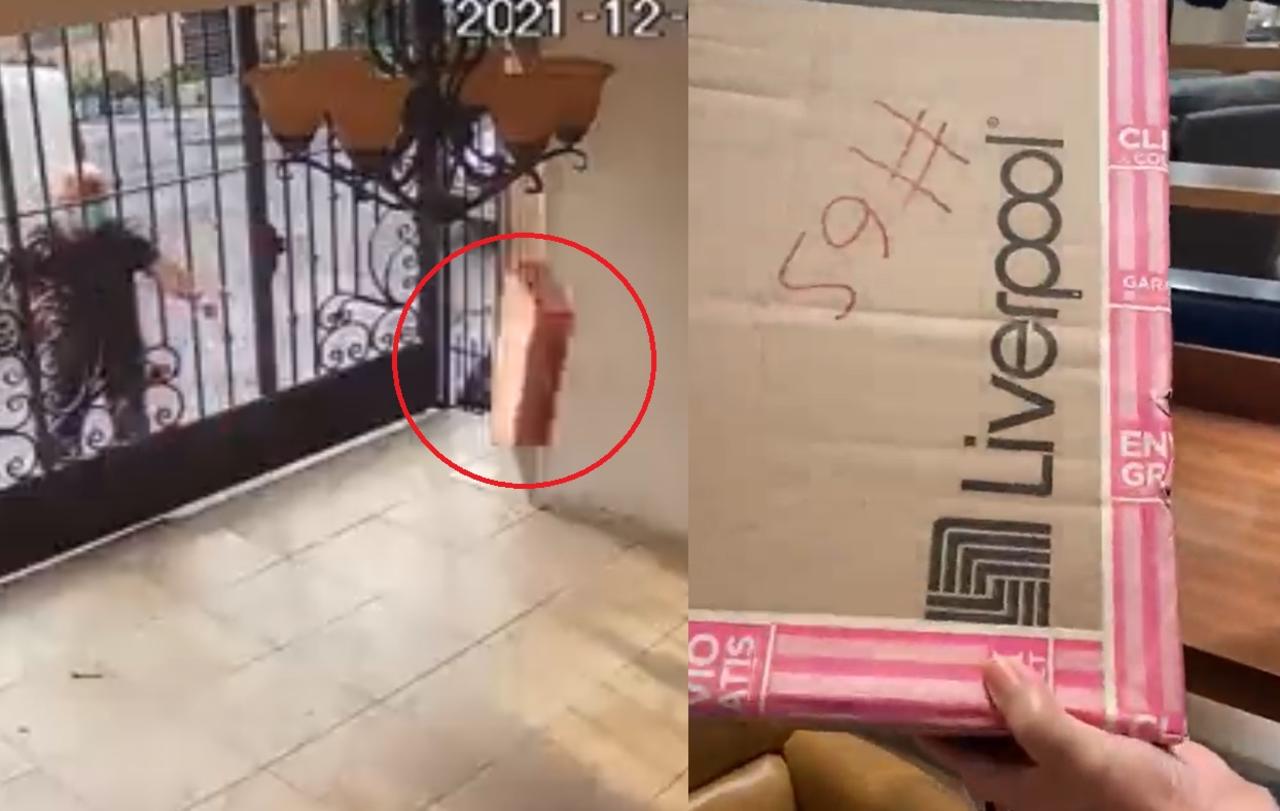 VIDEO: Exhiben a repartidor de tienda departamental por aventar laptop al momento de entregarla