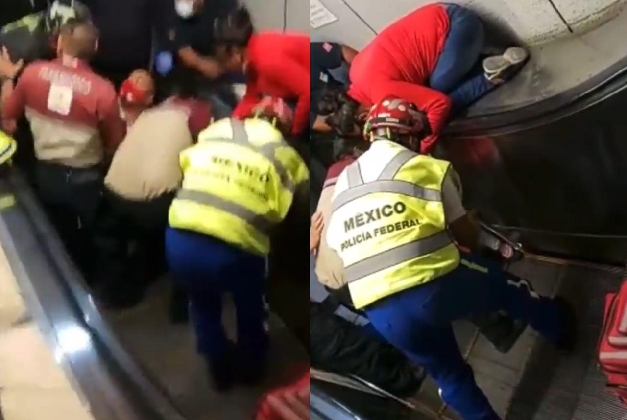 VIDEO: Liberan a niña que quedó atorada en escaleras eléctricas del Metro de la CDMX